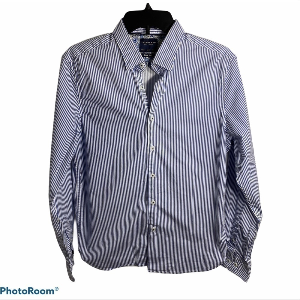 Cactus Man Blue Striped Button Down Shirt Men’s Medium